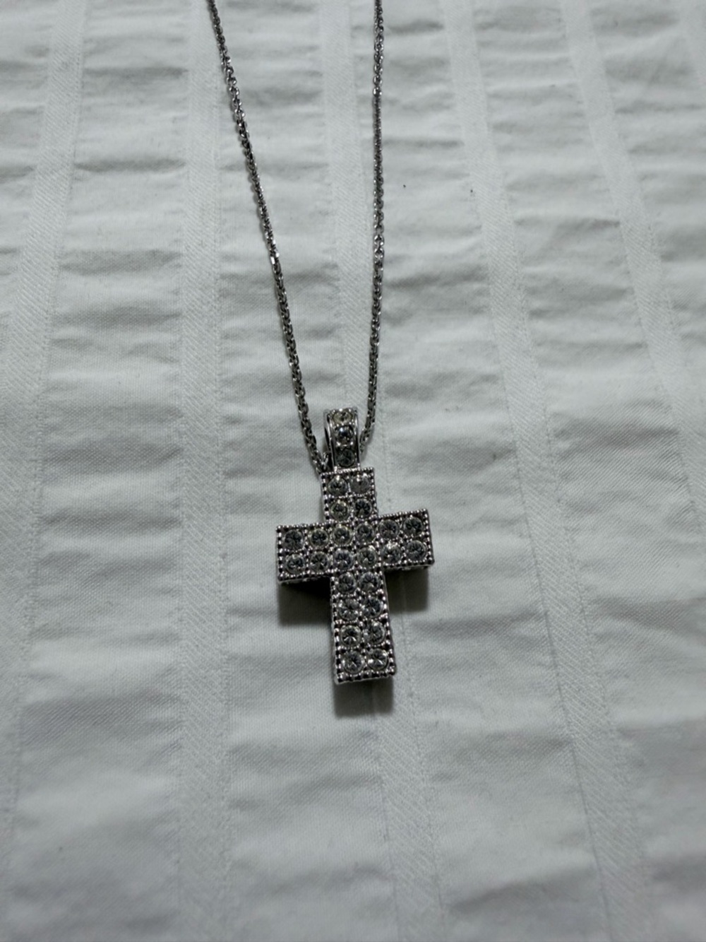 Swarovski crystal Silver Crystal Cross Pendant Necklace -